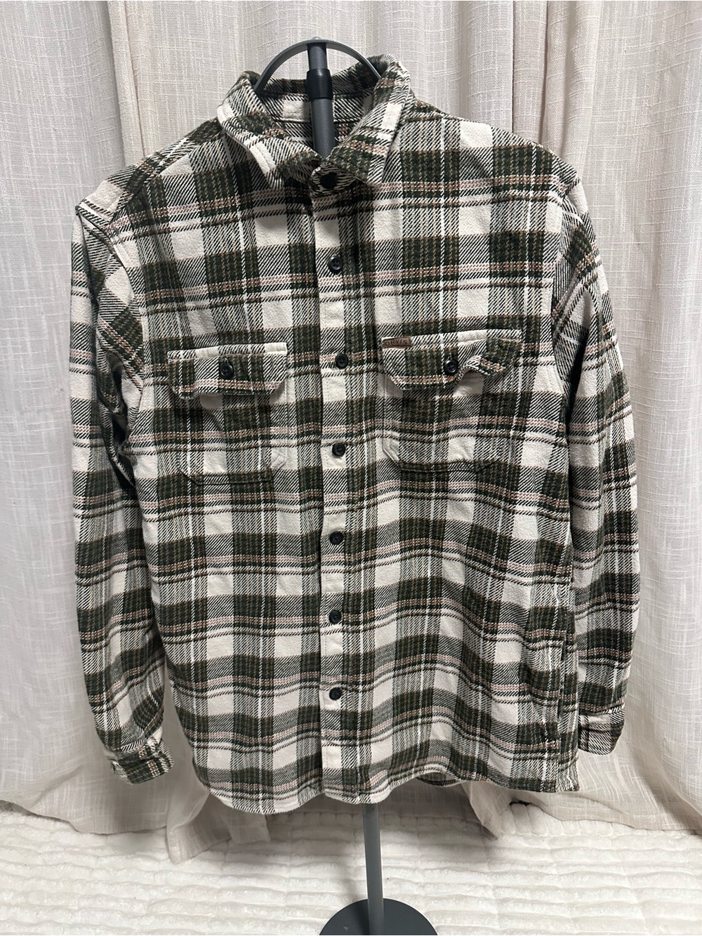 ORVIS Classic Green and White Plaid Men's Shirt Jacket